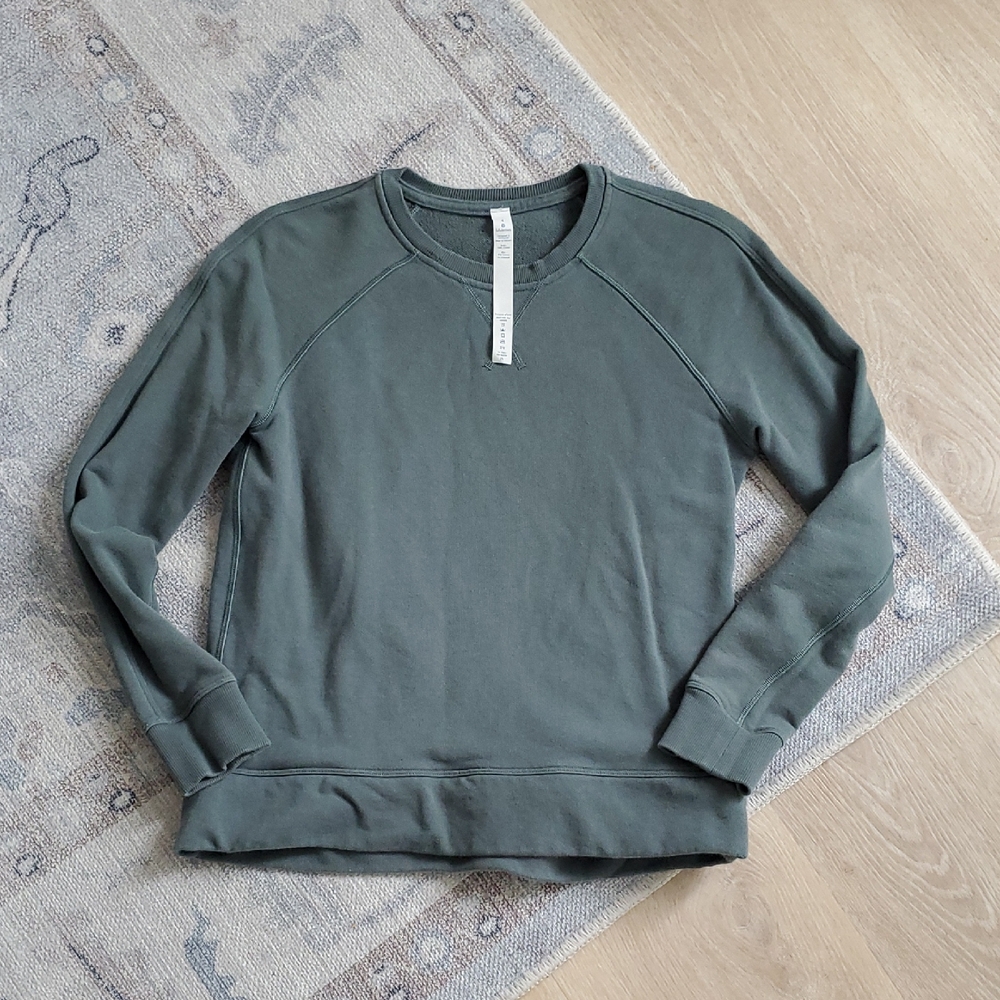 Lululemon "Just Pleat It" Crew Sweatshirt Graphite Green Sz4